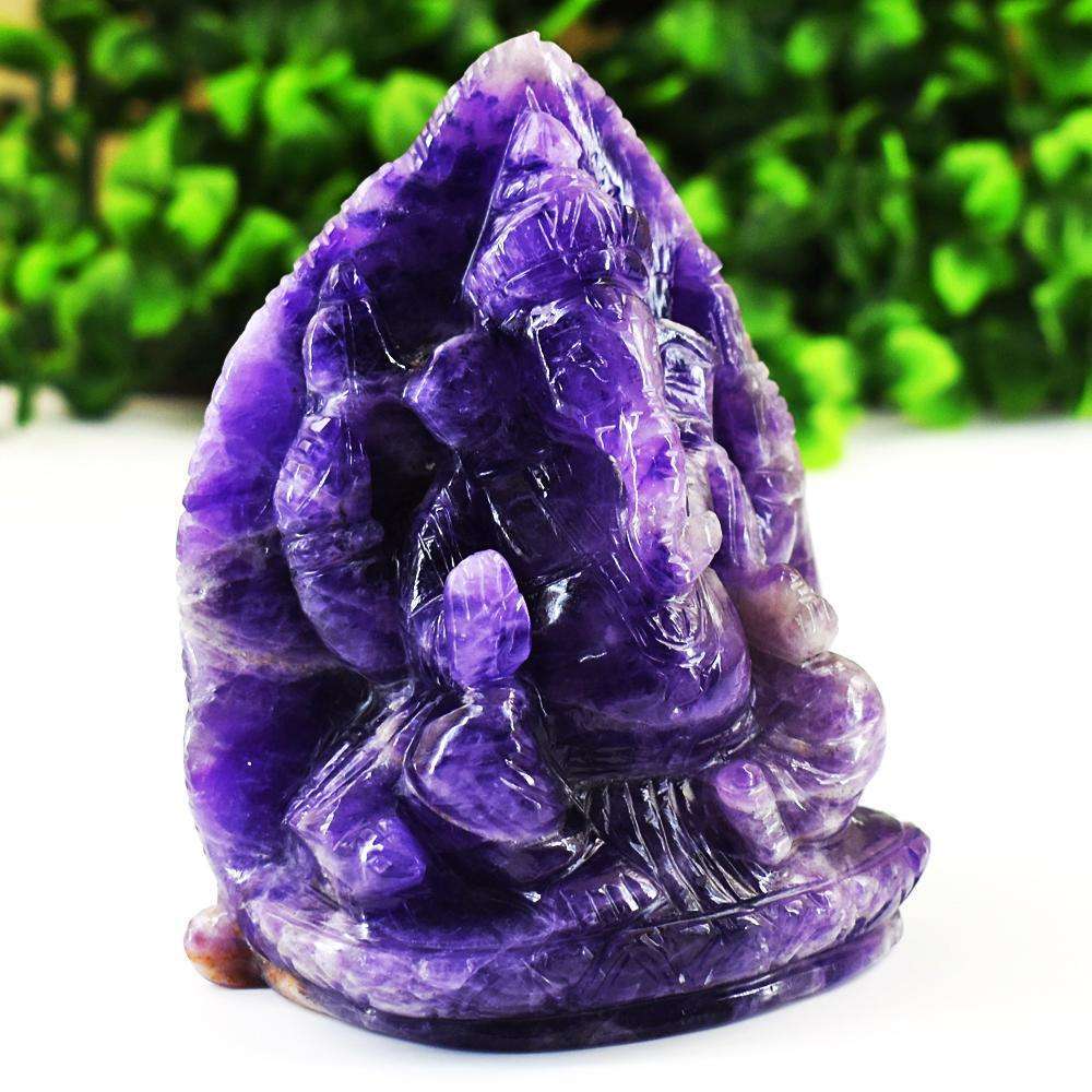 gemsmore:Stunning Dream Amethyst Hand Carved Lord Ganesha