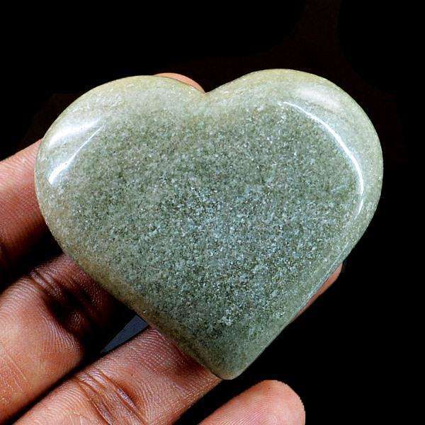 gemsmore:Stunning Green Aventurine Carved Heart Shape Cabochon