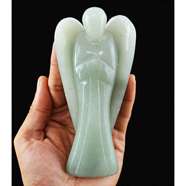 gemsmore:Stunning Green Aventurine Hand Carved Healing Angel