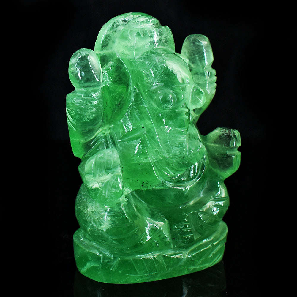 gemsmore:Stunning Green Fluorite Hand Carved Genuine Crystal Gemstone Carving Lord Ganesha