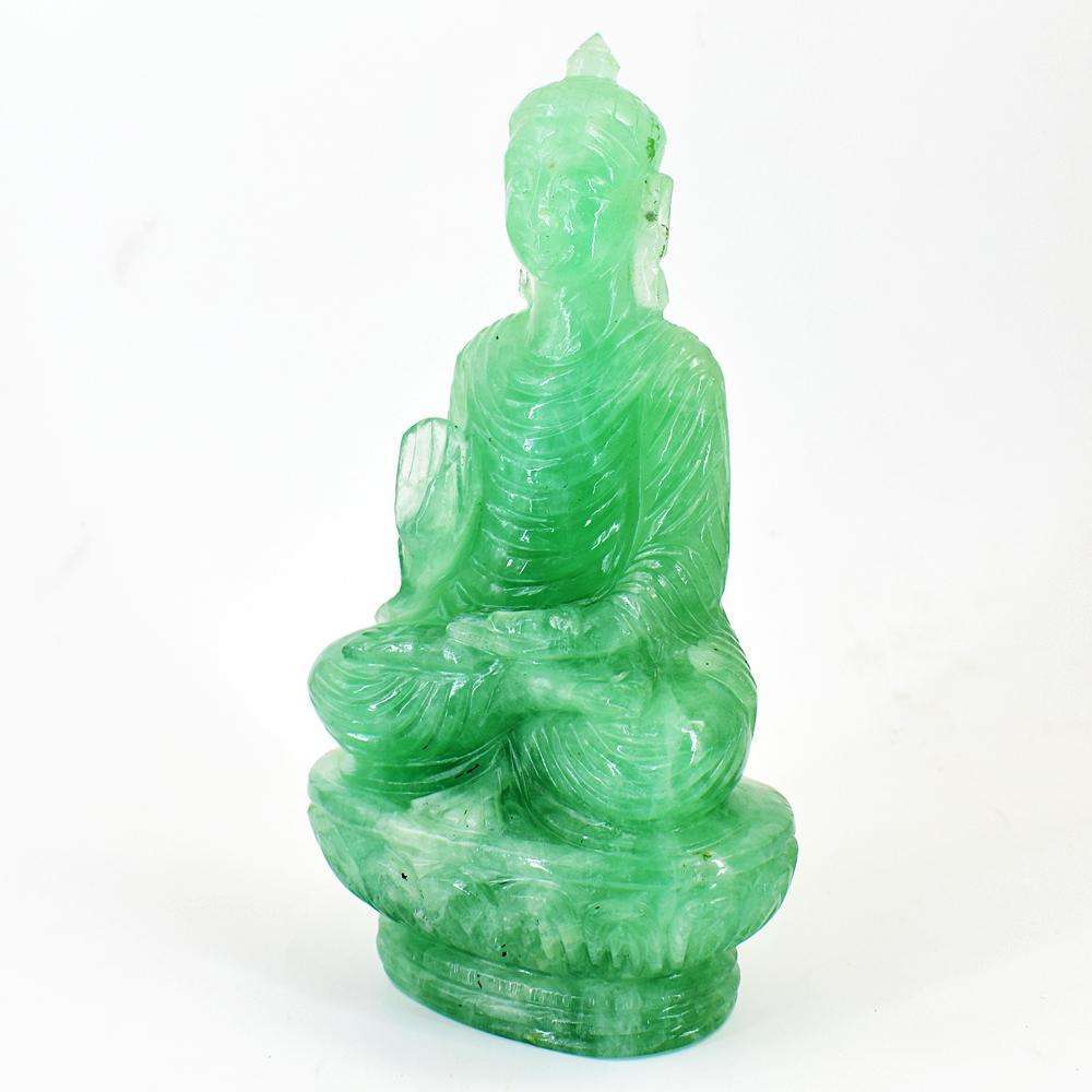 gemsmore:Stunning Green Fluorite Hand Carved Genuine Crystal Gemstone Carving Massive Lord Buddha