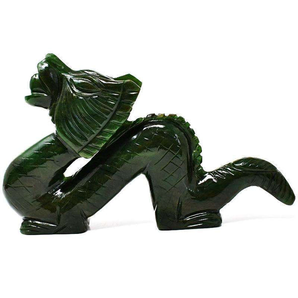 gemsmore:Stunning Green Jade Artisian Hand Carved Dragon Gemstone