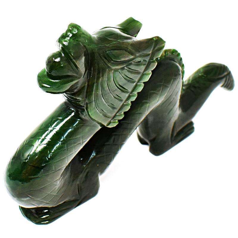 gemsmore:Stunning Green Jade Artisian Hand Carved Dragon Gemstone