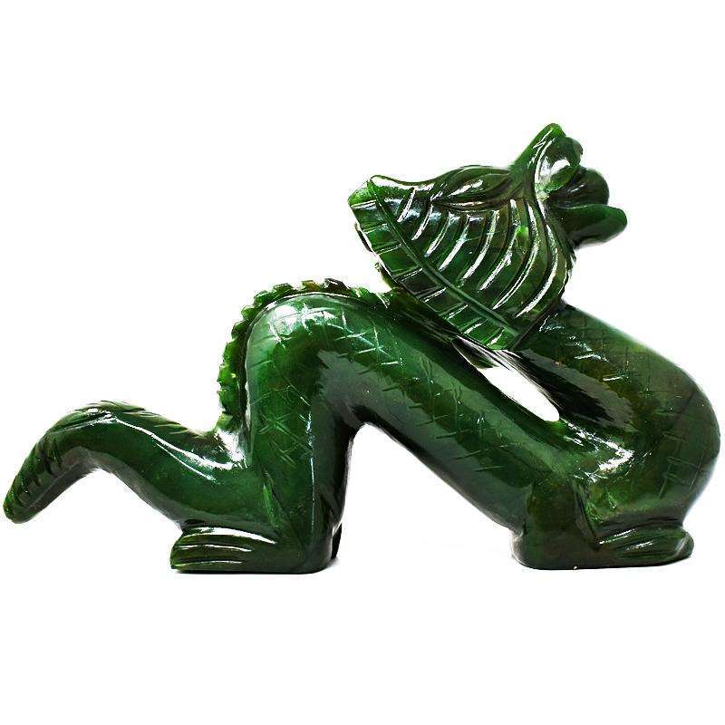 gemsmore:Stunning Green Jade Artisian Hand Carved Dragon Gemstone