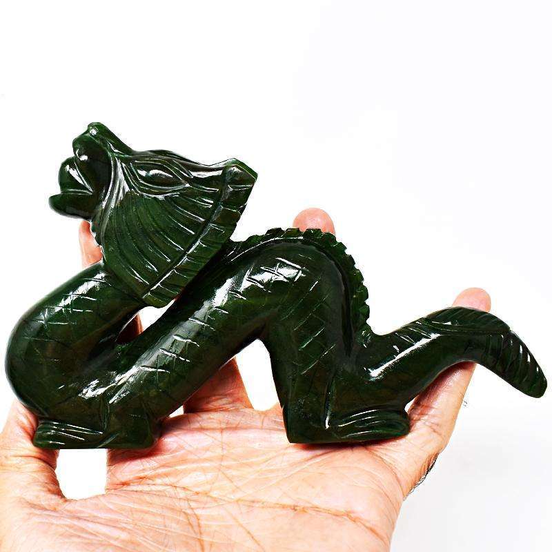 gemsmore:Stunning Green Jade Artisian Hand Carved Dragon Gemstone