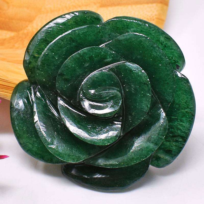 gemsmore:Stunning Green Jade Hand Carved Rose