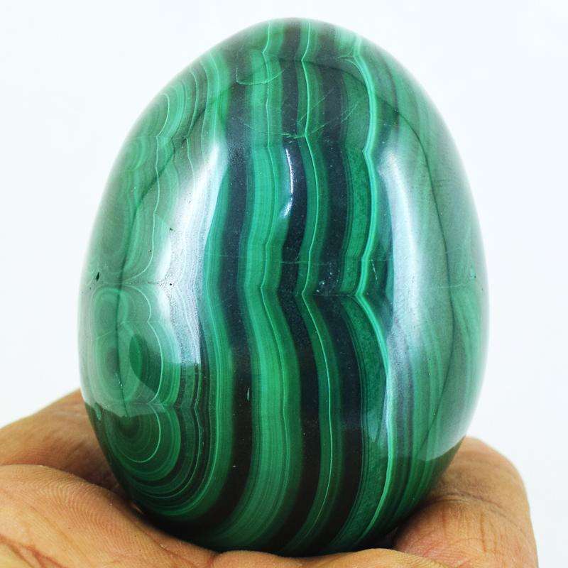 gemsmore:Stunning Green Malachite Hand Carved Healing Egg