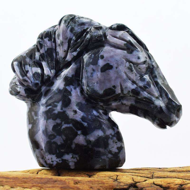 gemsmore:Stunning Hand Craved Gabrella Jasper Horse Head Gemstone