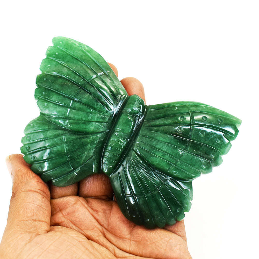 gemsmore:Stunning Jade Hand Carved Genuine Crystal Gemstone Carving Butterfly