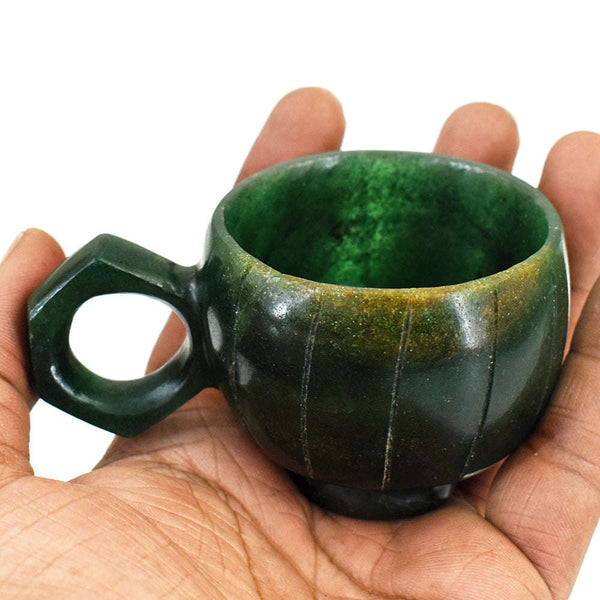 gemsmore:Stunning Jade Hand Carved Genuine Crystal Gemstone Carving Cup