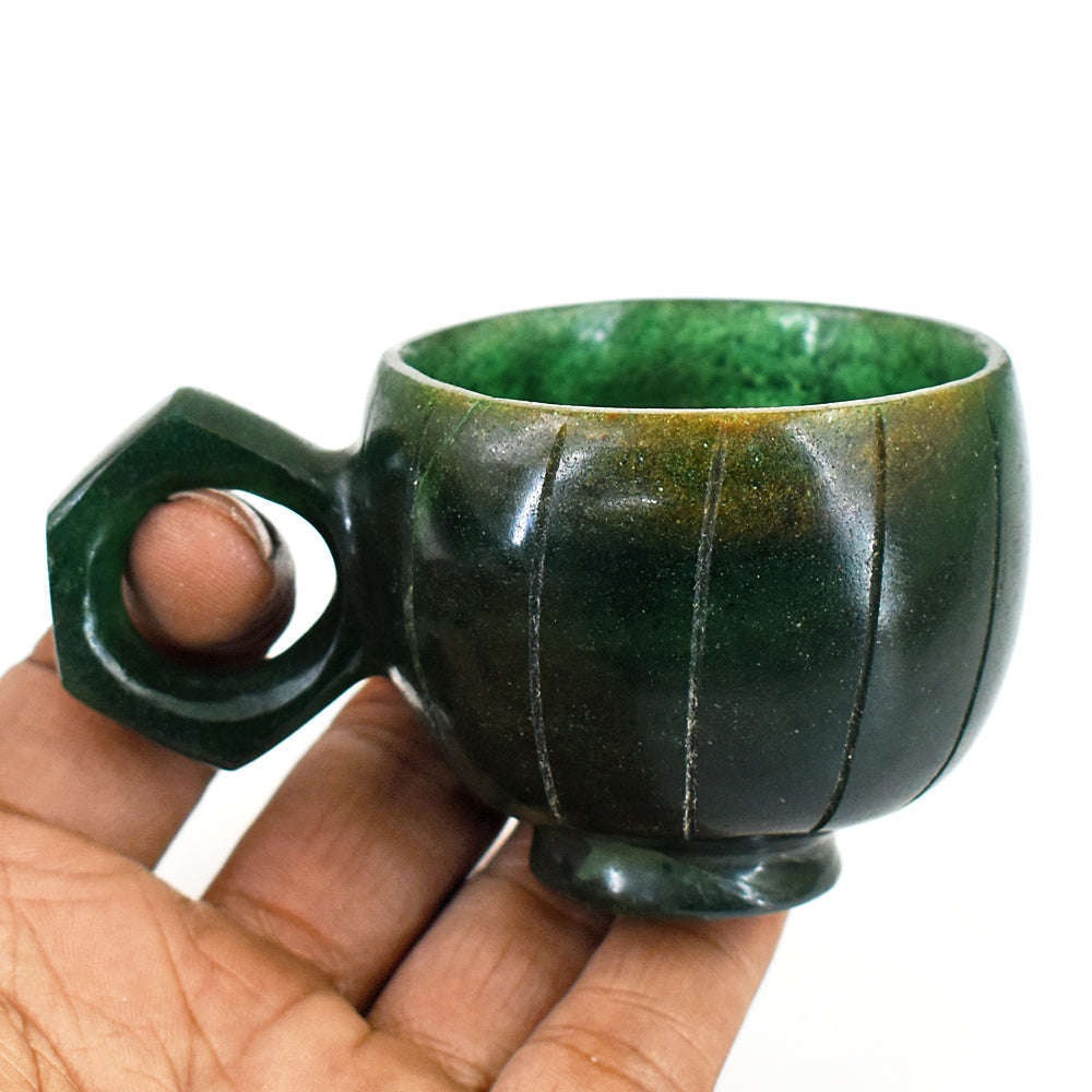gemsmore:Stunning Jade Hand Carved Genuine Crystal Gemstone Carving Cup