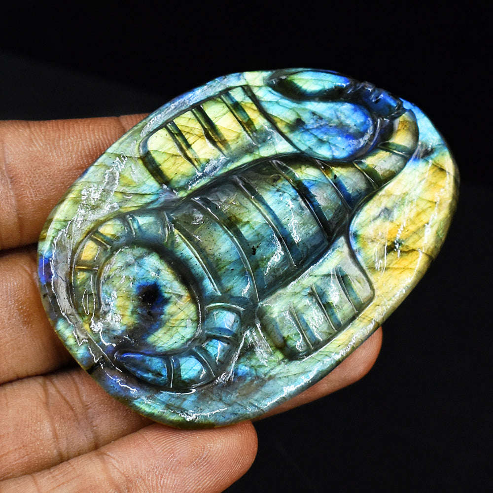 gemsmore:Stunning Labradorite  Hand Carved Genuine Crystal Gemstone Carving Scorpion