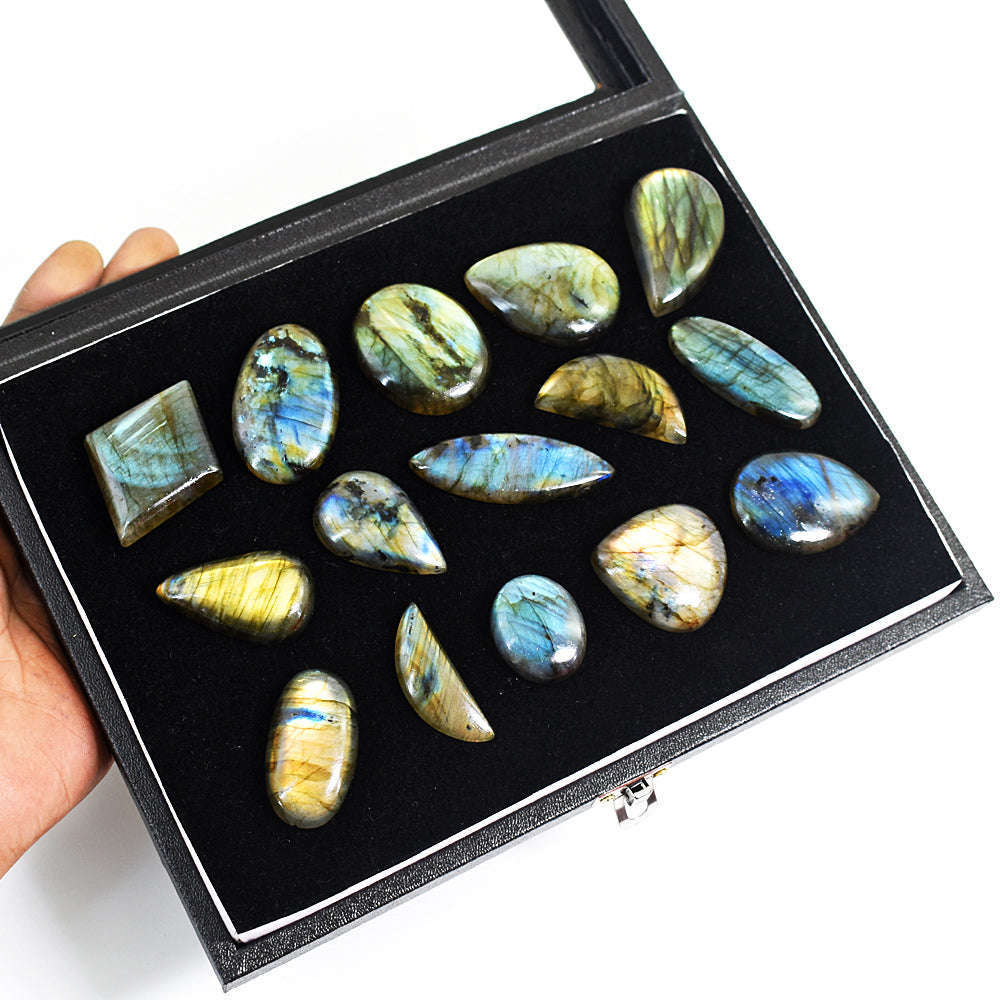 gemsmore:Stunning Labradorite Untreated Gemstone Cabochon Lot