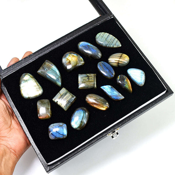 gemsmore:Stunning Labradorite Untreated Gemstone Cabochon Lot