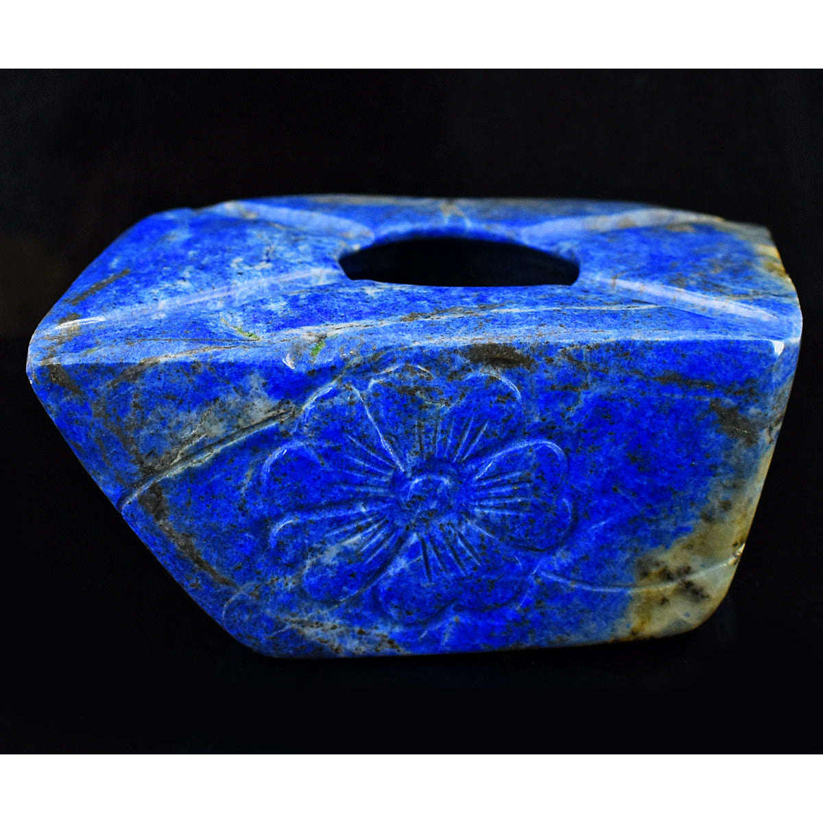 gemsmore:Stunning Lapis Lazuli Hand Carved Genuine Crystal Gemstone Carving Ash Trey