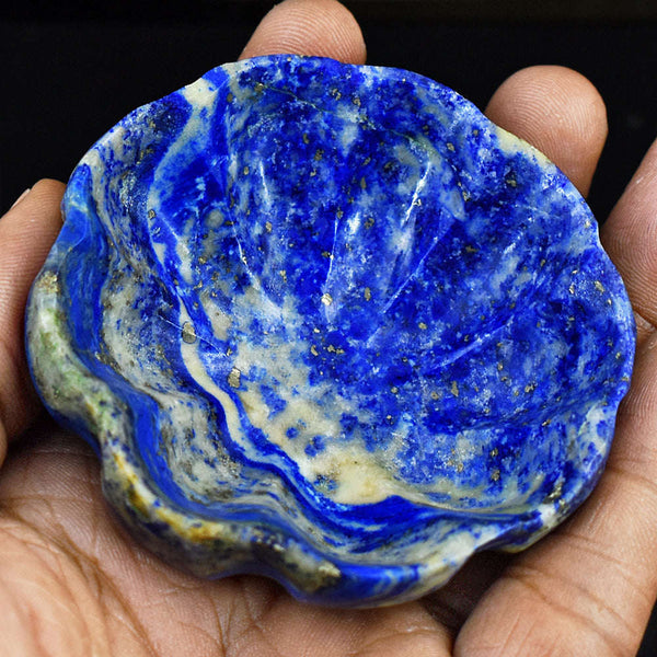 gemsmore:Stunning Lapis Lazuli Hand Carved Genuine Crystal Gemstone Carving Bowl