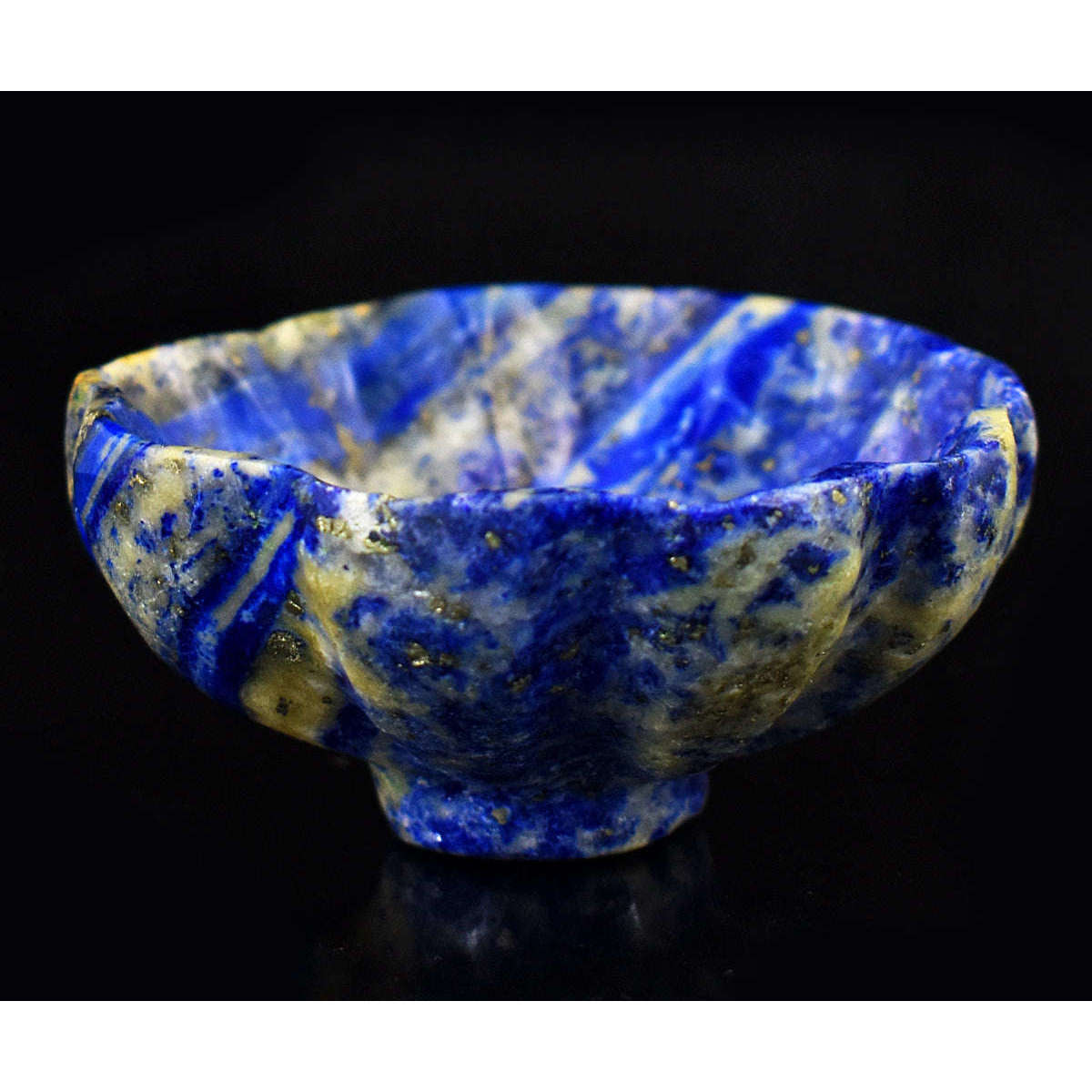 gemsmore:Stunning Lapis Lazuli Hand Carved Genuine Crystal Gemstone Carving Bowl