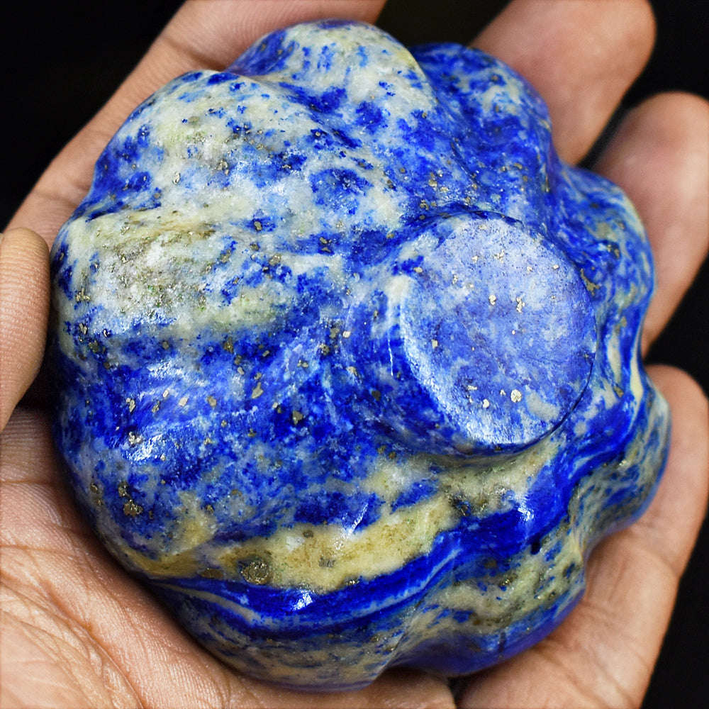 gemsmore:Stunning Lapis Lazuli Hand Carved Genuine Crystal Gemstone Carving Bowl