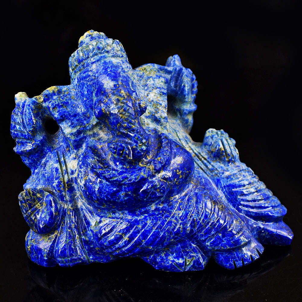 gemsmore:Stunning Lapis Lazuli  Hand Carved Genuine Crystal Gemstone Carving Lord Ganesha