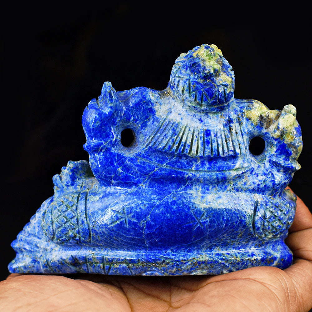 gemsmore:Stunning Lapis Lazuli  Hand Carved Genuine Crystal Gemstone Carving Lord Ganesha