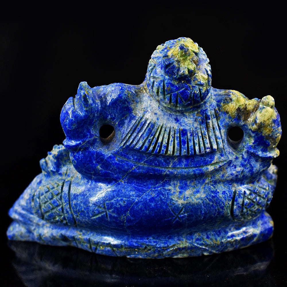 gemsmore:Stunning Lapis Lazuli  Hand Carved Genuine Crystal Gemstone Carving Lord Ganesha
