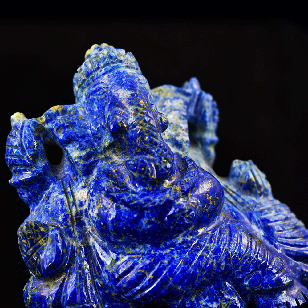 gemsmore:Stunning Lapis Lazuli  Hand Carved Genuine Crystal Gemstone Carving Lord Ganesha