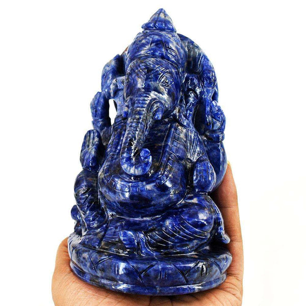 gemsmore:Stunning Lapis Lazuli Hand Carved Genuine Crystal Gemstone Carving Lord Ganesha