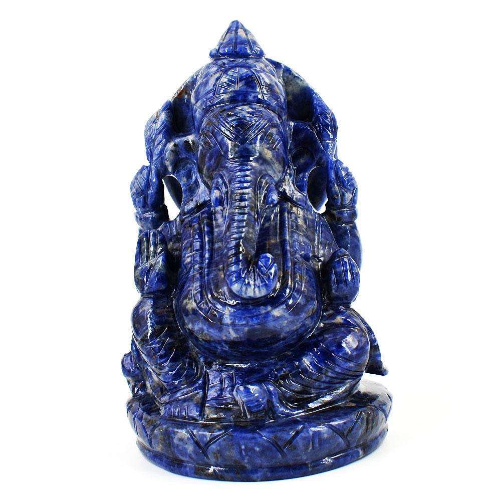 gemsmore:Stunning Lapis Lazuli Hand Carved Genuine Crystal Gemstone Carving Lord Ganesha