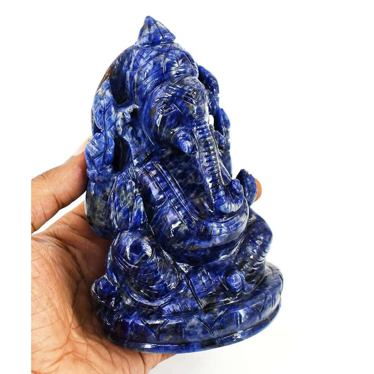 gemsmore:Stunning Lapis Lazuli Hand Carved Genuine Crystal Gemstone Carving Lord Ganesha