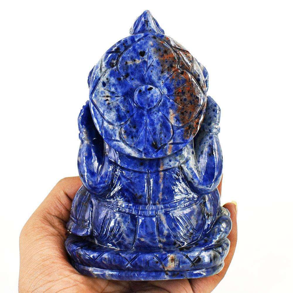 gemsmore:Stunning Lapis Lazuli Hand Carved Genuine Crystal Gemstone Carving Lord Ganesha