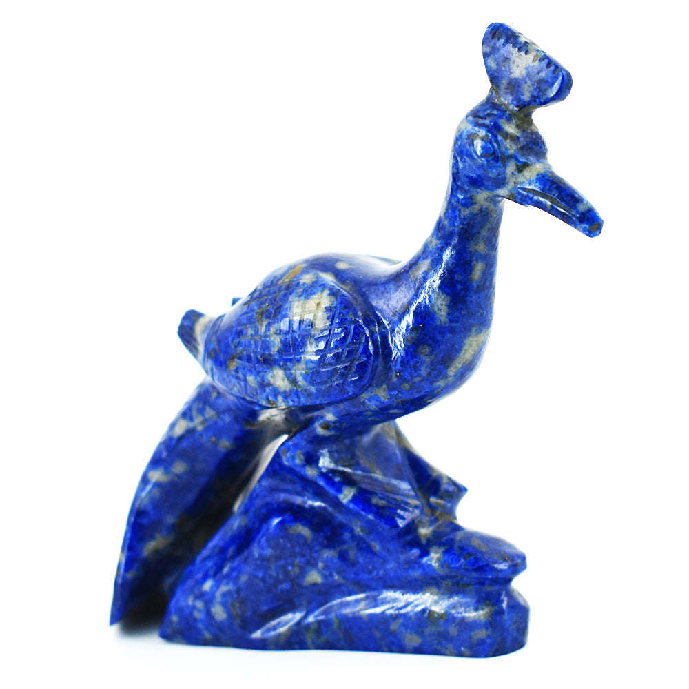 gemsmore:Stunning Lapis Lazuli  Hand Carved Genuine Crystal Gemstone Carving Peacock