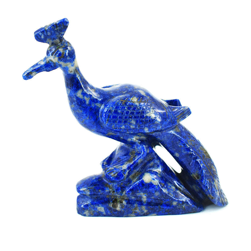 gemsmore:Stunning Lapis Lazuli  Hand Carved Genuine Crystal Gemstone Carving Peacock