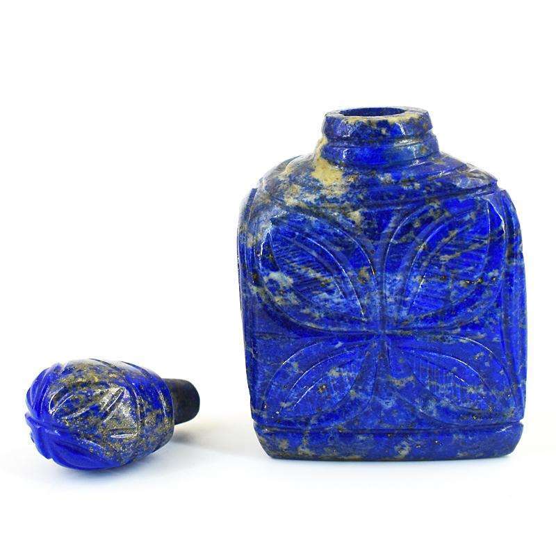 gemsmore:Stunning Lapis Lazuli Hand Carved Genuine Crystal Gemstone Carving Perfume Bottle