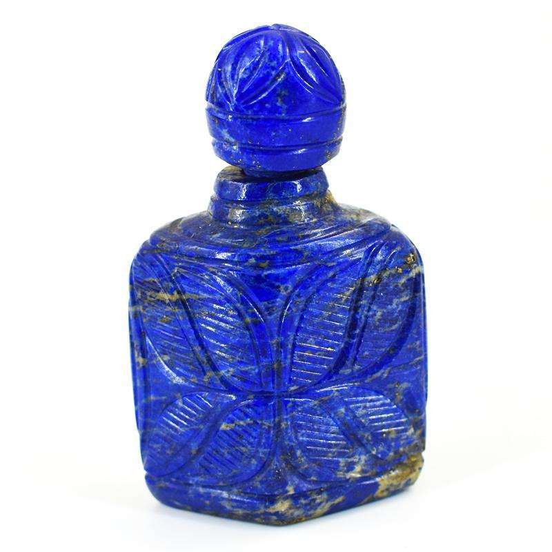 gemsmore:Stunning Lapis Lazuli Hand Carved Genuine Crystal Gemstone Carving Perfume Bottle