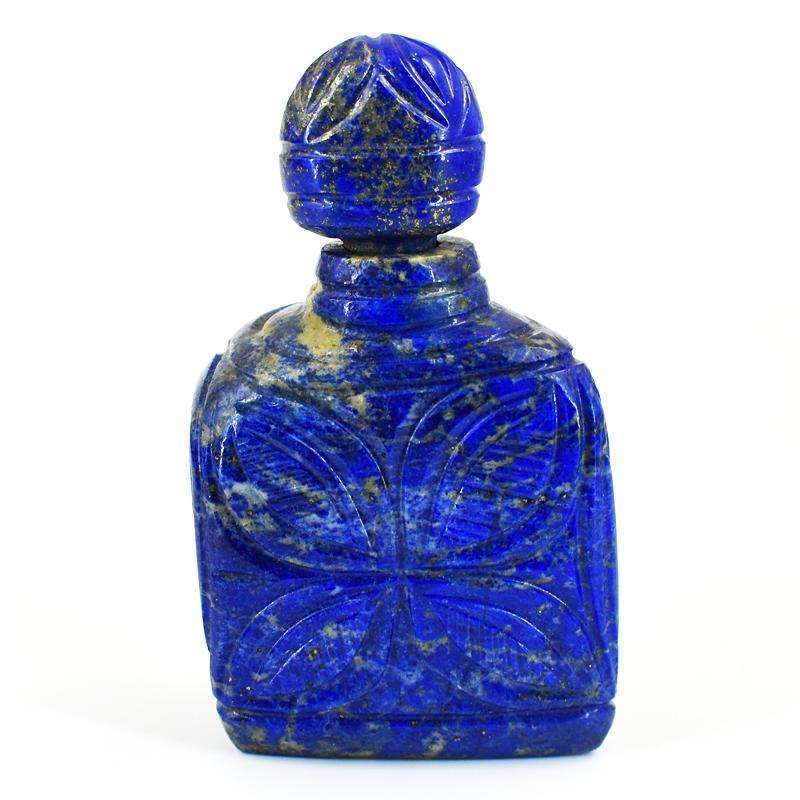 gemsmore:Stunning Lapis Lazuli Hand Carved Genuine Crystal Gemstone Carving Perfume Bottle