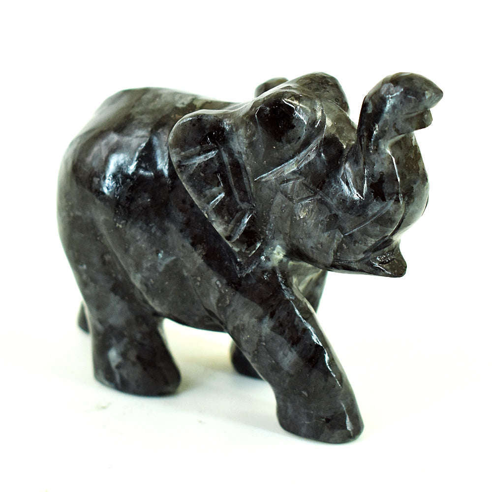 gemsmore:Stunning Larvikite Hand Carved Genuine Crystal Gemstone Carving Elephant