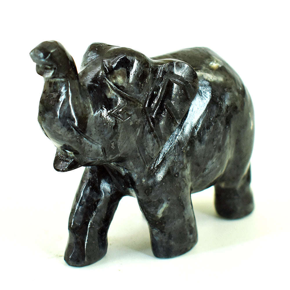 gemsmore:Stunning Larvikite Hand Carved Genuine Crystal Gemstone Carving Elephant