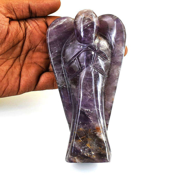 gemsmore:Stunning Lepidolite Hand Carved Genuine Crystal Gemstone Carving Angel