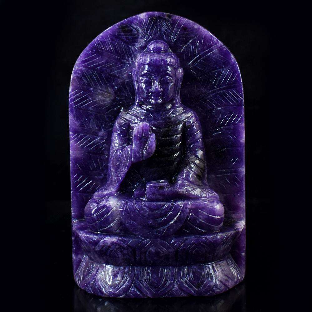 gemsmore:Stunning Lepidolite Hand Carved Lord Buddha Idol