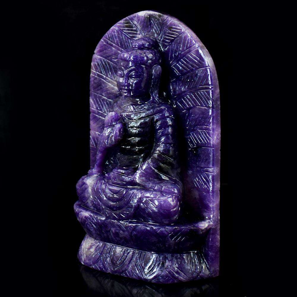 gemsmore:Stunning Lepidolite Hand Carved Lord Buddha Idol