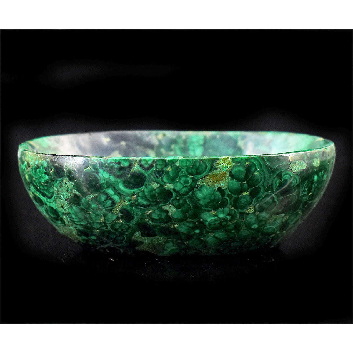 gemsmore:Stunning Malachite  Hand Carved Genuine Crystal Gemstone Carving Bowl