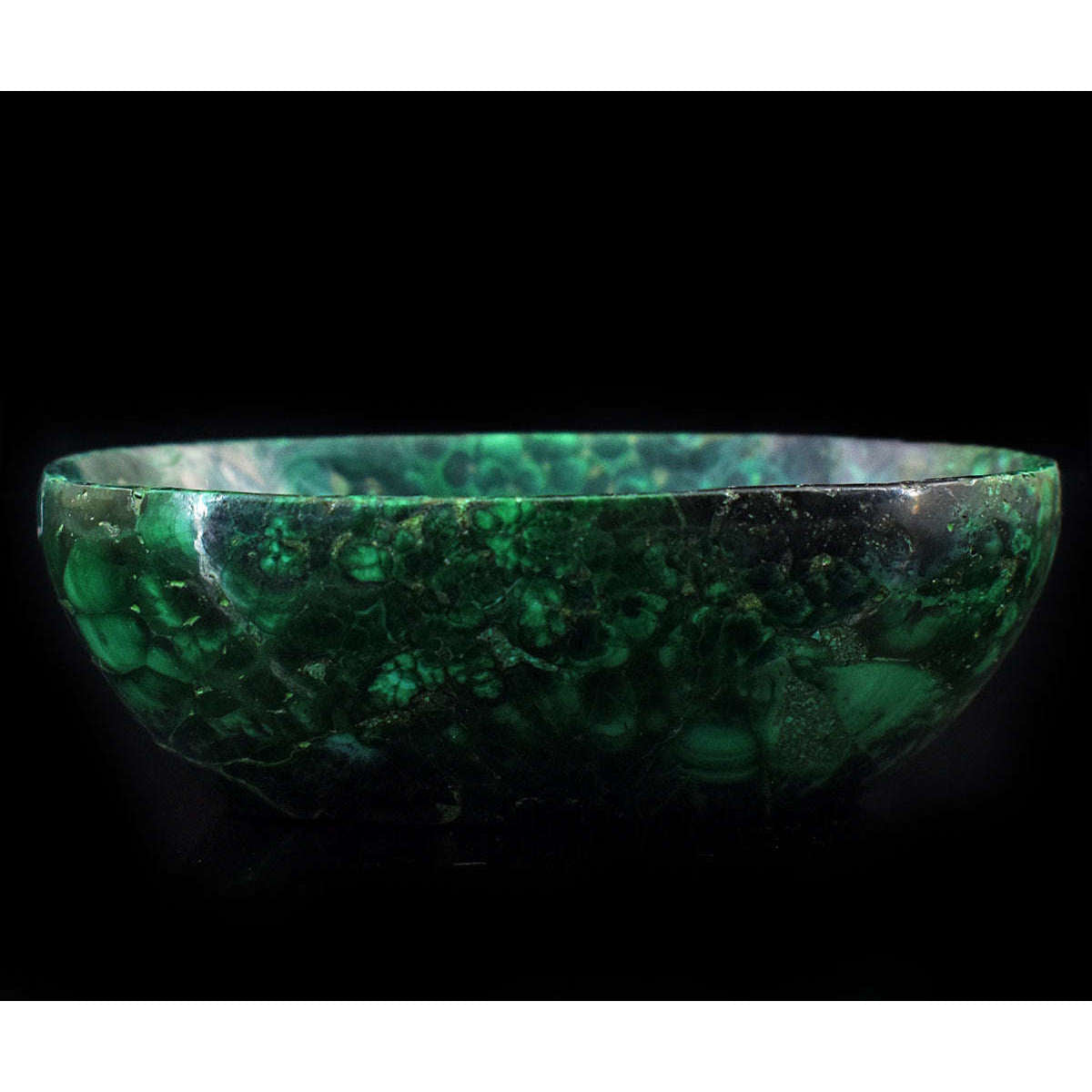 gemsmore:Stunning Malachite  Hand Carved Genuine Crystal Gemstone Carving Bowl