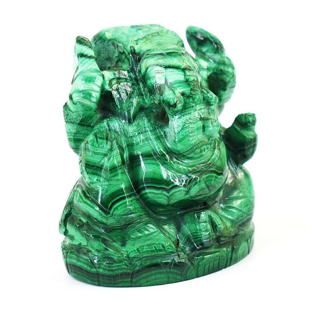 gemsmore:Stunning Malachite Hand Carved Lord Ganesha