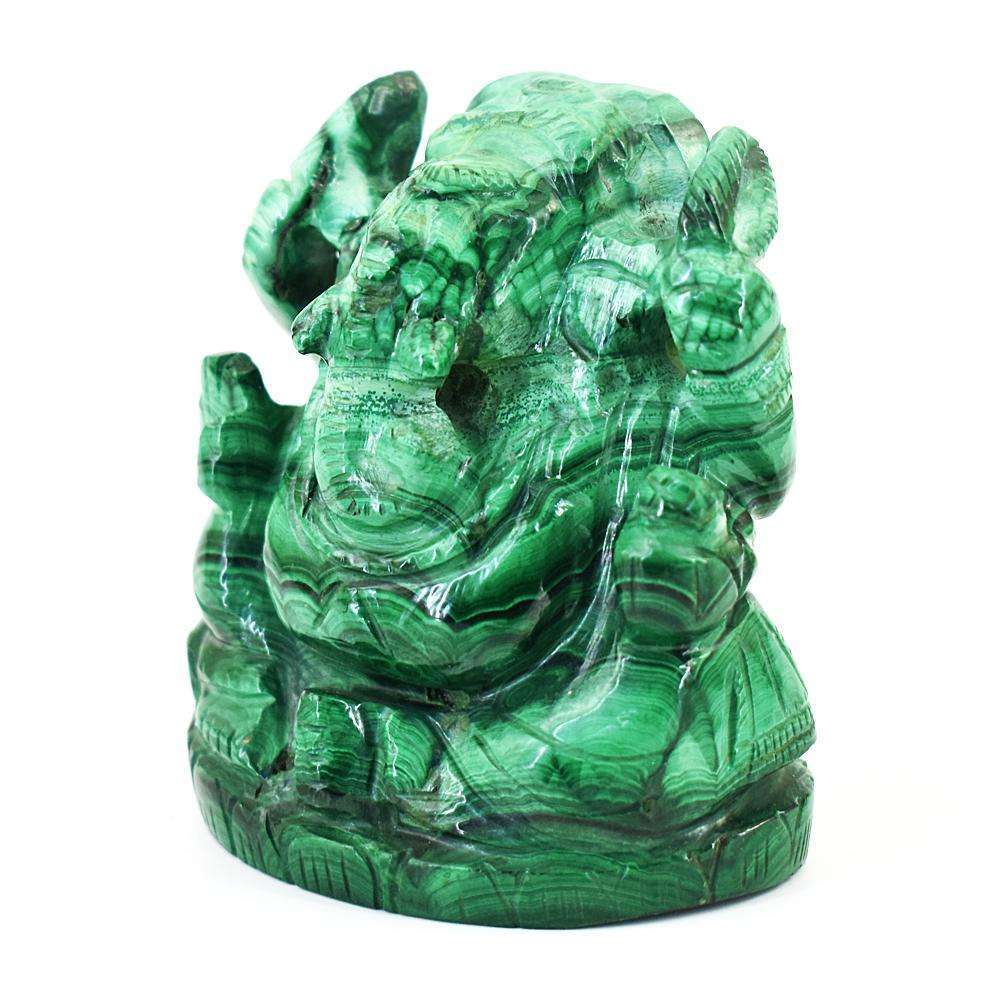 gemsmore:Stunning Malachite Hand Carved Lord Ganesha