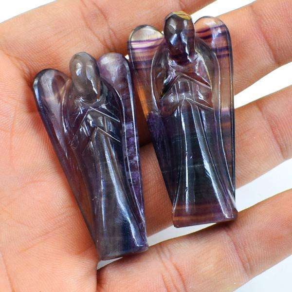 gemsmore:Stunning Multicolor Fluorite Carved Reiki Healing Angel Lot