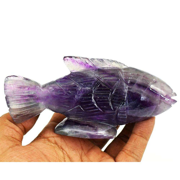 gemsmore:Stunning Multicolor Fluorite Hand Carved Fish