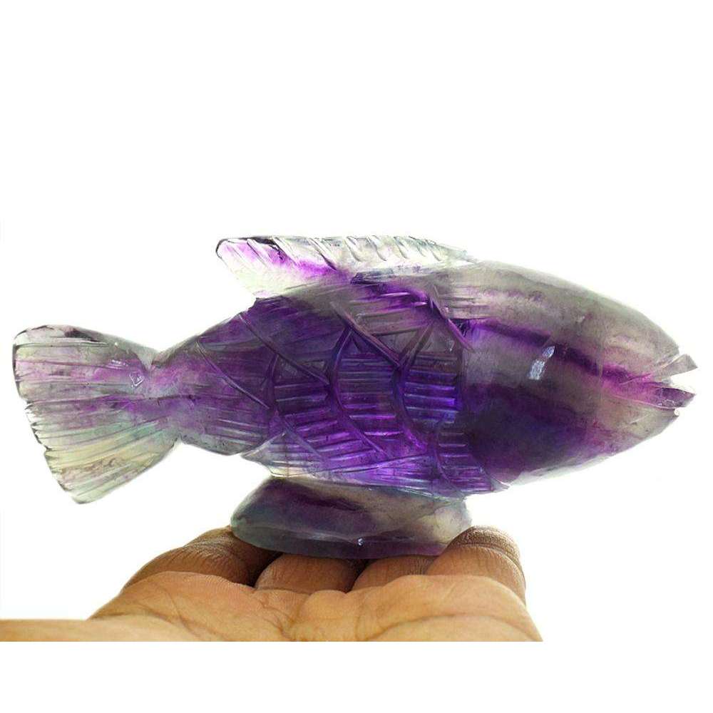 gemsmore:Stunning Multicolor Fluorite Hand Carved Fish