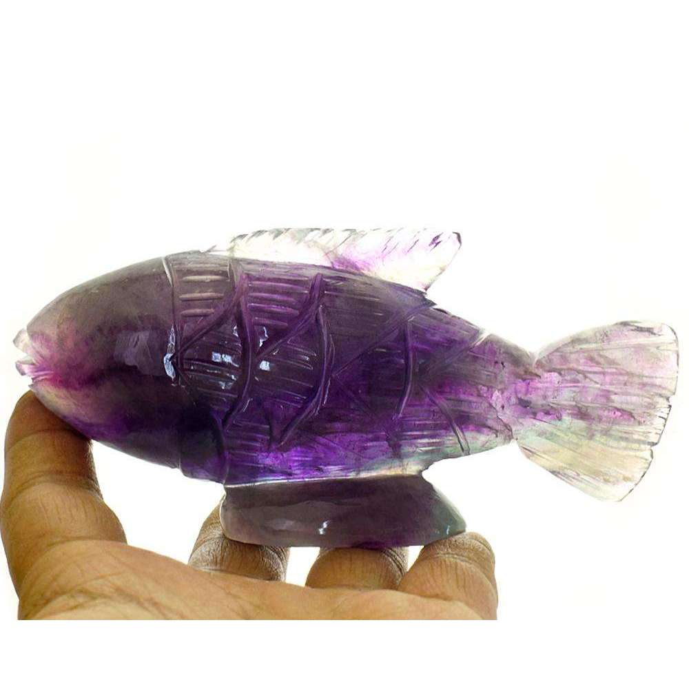 gemsmore:Stunning Multicolor Fluorite Hand Carved Fish
