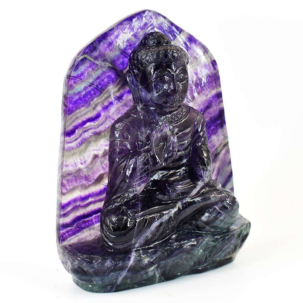 gemsmore:Stunning Multicolor Fluorite Hand Carved Genuine Crystal Gemstone Carving Lord Buddha