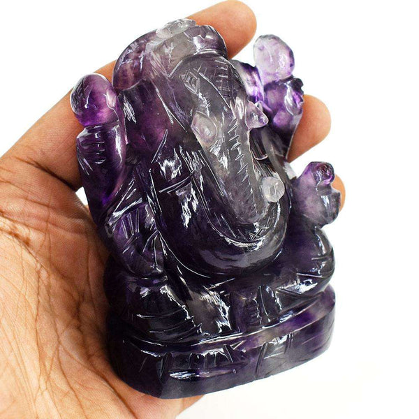 gemsmore:Stunning Multicolor Fluorite Hand Carved Genuine Crystal Gemstone Carving Lord Ganesha